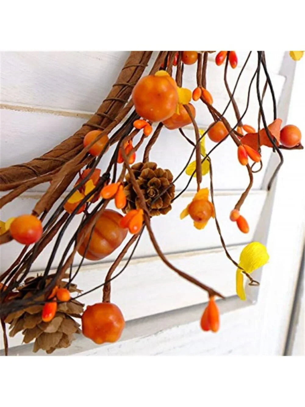 12 Inch Fall Wreath Berries Seeds and Mini Pine Cones Wreath Flower-Shaped